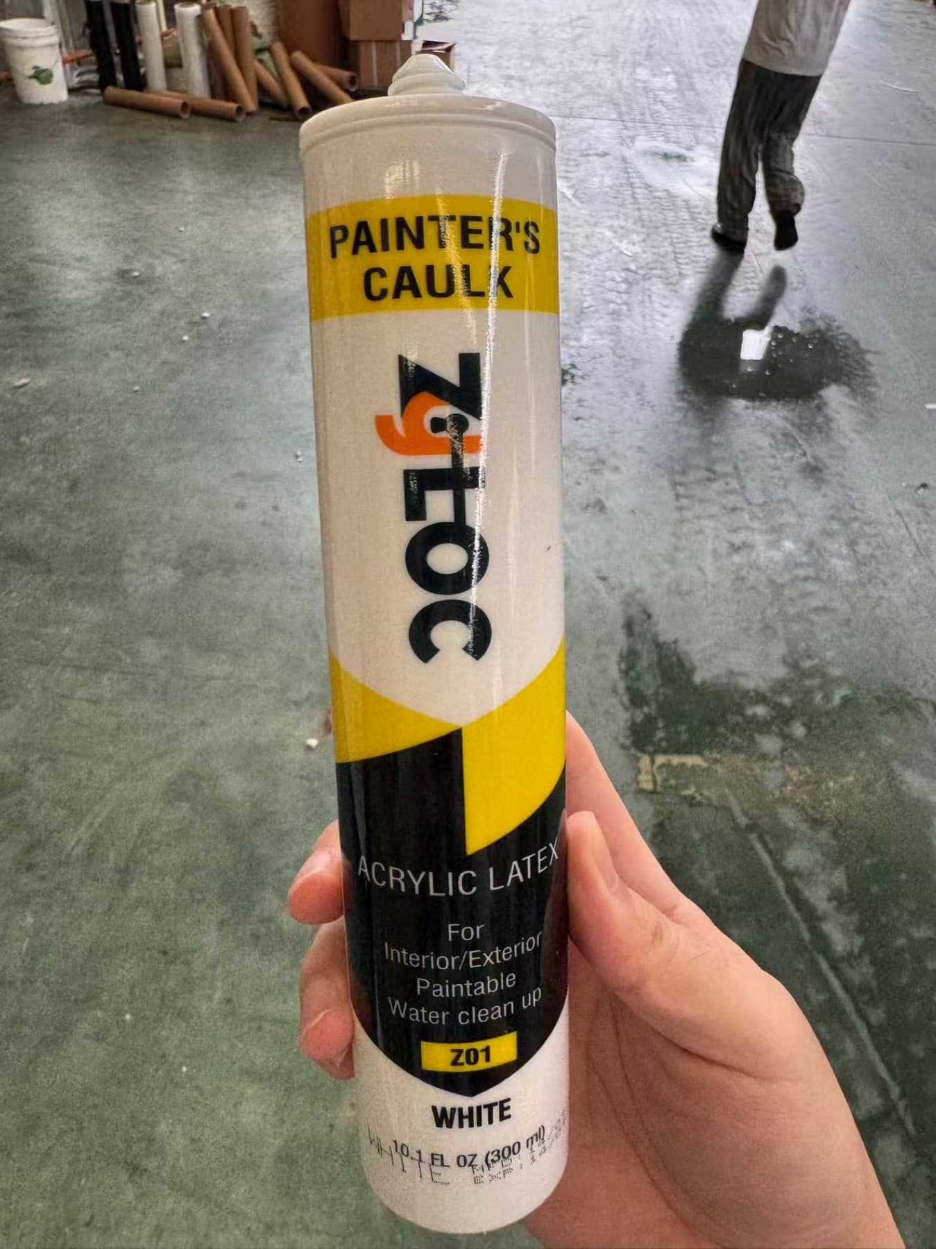 Custom painter's acrylic caulk cartridge