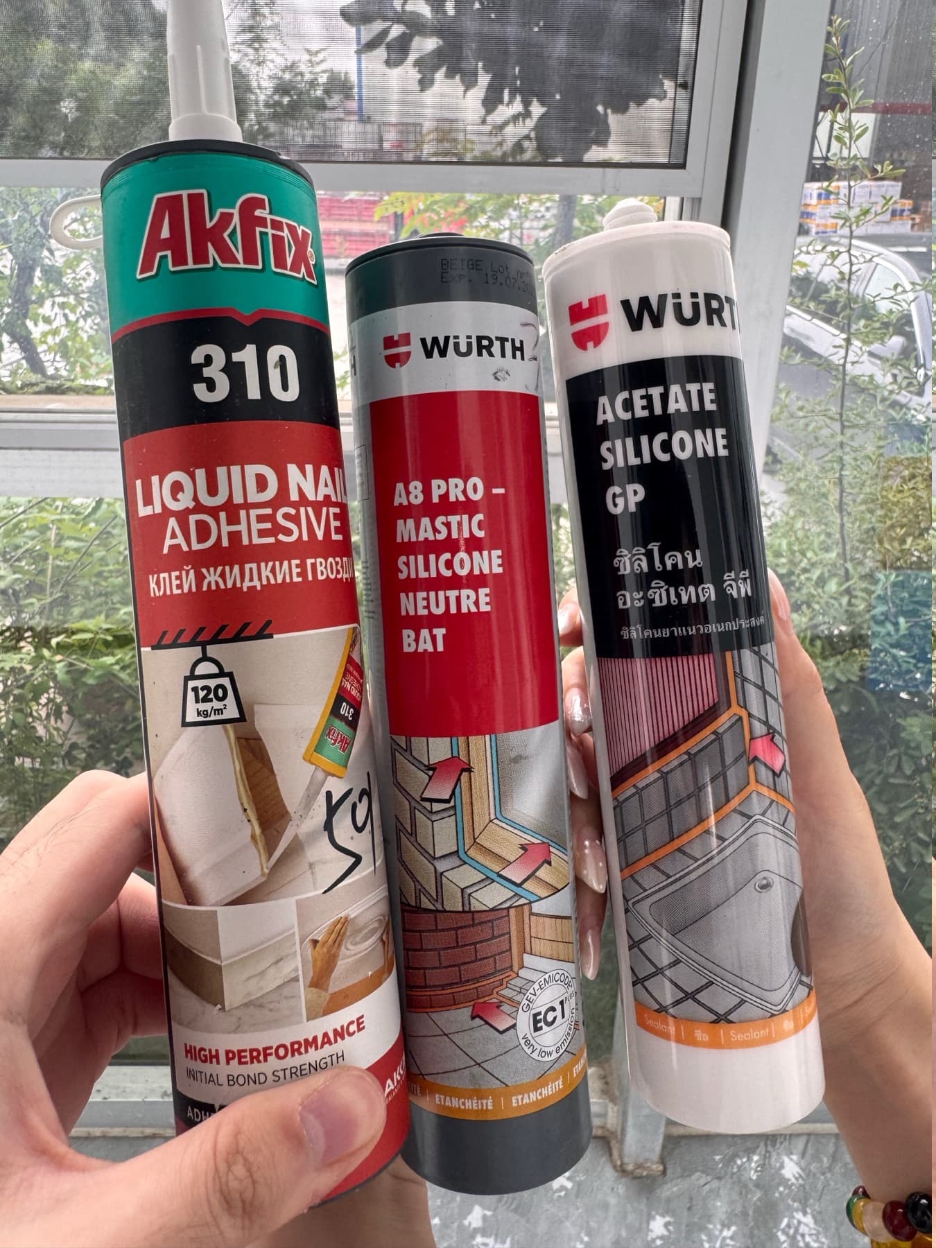 Reference adhesive and silicone sealant cartridges